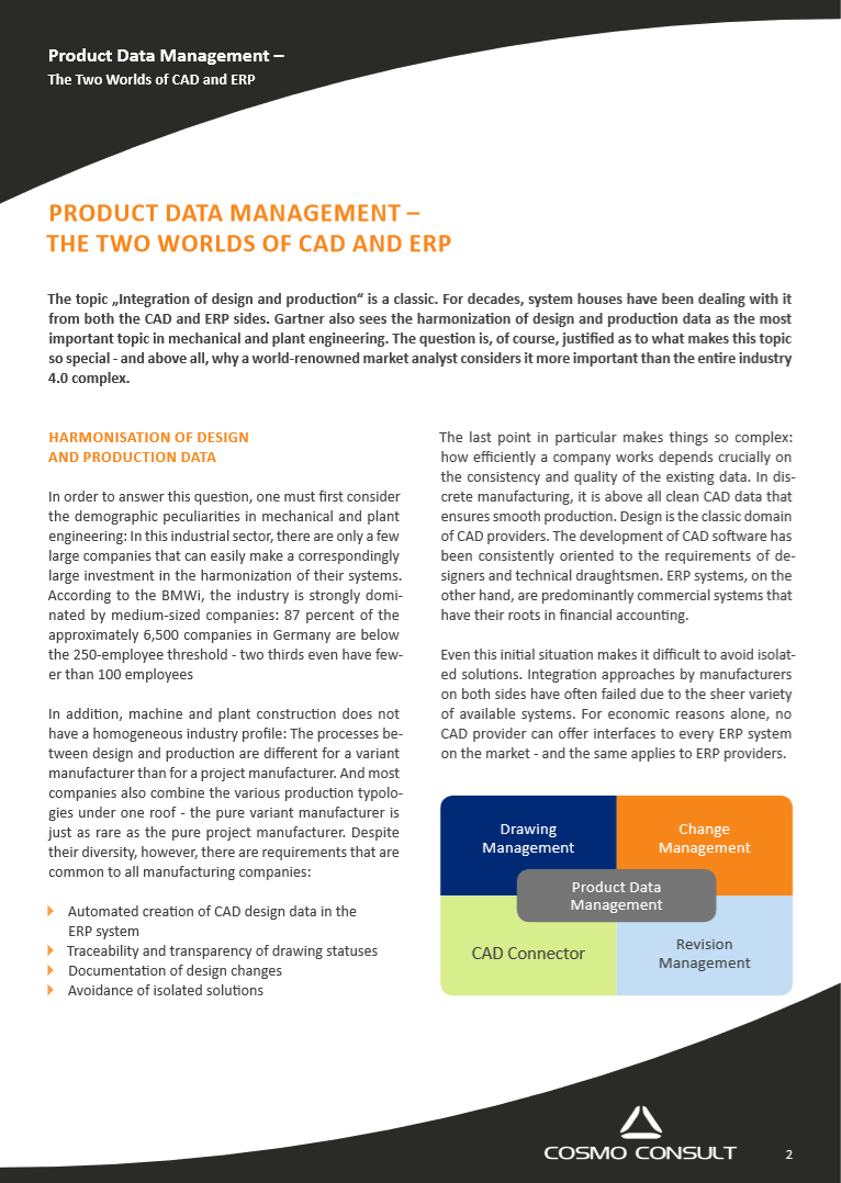 Product Data Management- The two Worlds of CAD and ERP